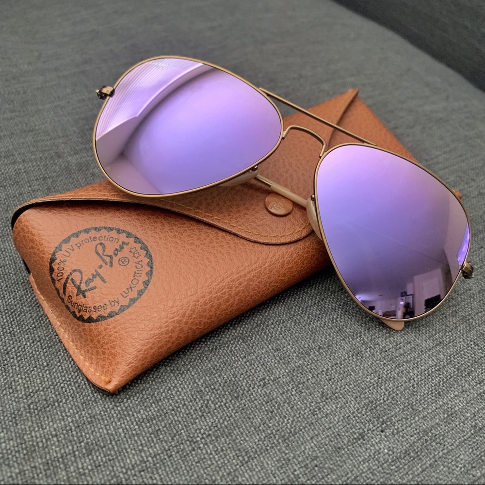 Ray-Ban Aviator Polarized Lilac Flash Sunglasses